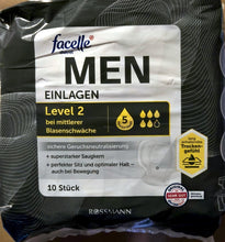 Lade das Bild in den Galerie-Viewer, 10er Packung MEN SLIPEINLAGEN &quot;Facelle&quot; - Baumwolle &amp; Anderes, Level 2 Saugstärke 5 Active Protection
