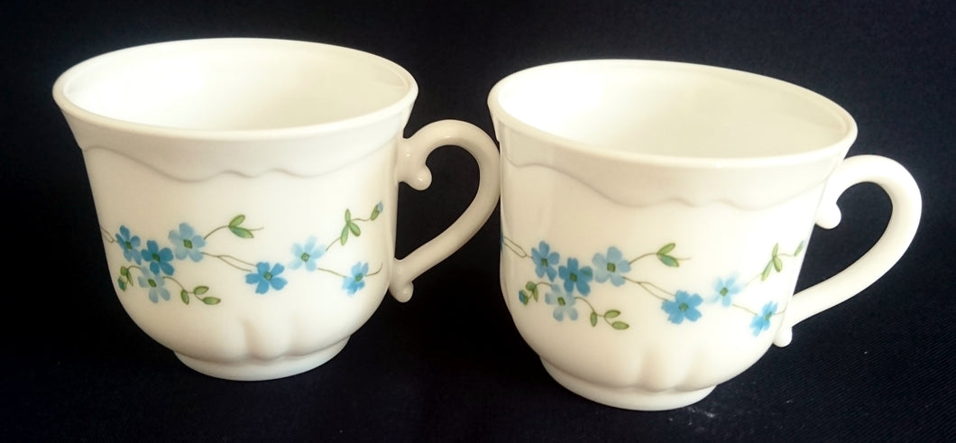 2er Set TEETASSEN - Acrylglas, Blumen Blüten Wolken Relief Rand Dekor