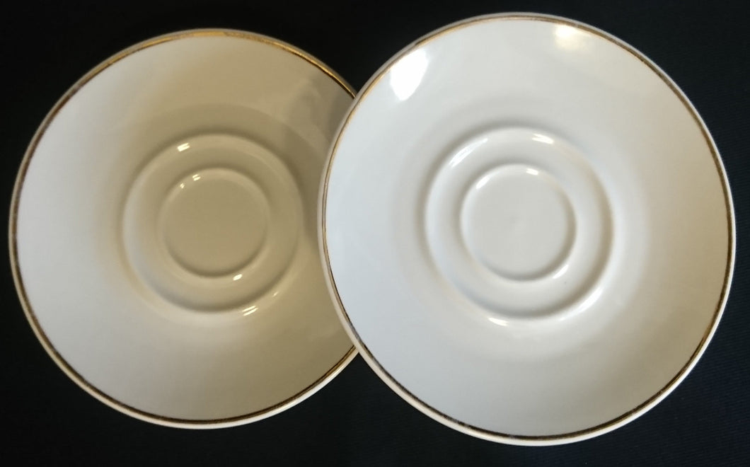 2er Set UNTERTASSEN - Porzellan, Goldrand Doppelter Relief Tassenabstellfläche Motiv Dekor