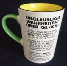 Lade das Bild in den Galerie-Viewer, KAFFEETASSE - Keramik / Steingut, Kleeblatt Glücksschwein Das Wort Glück Text Aufschrift Motiv Dekor
