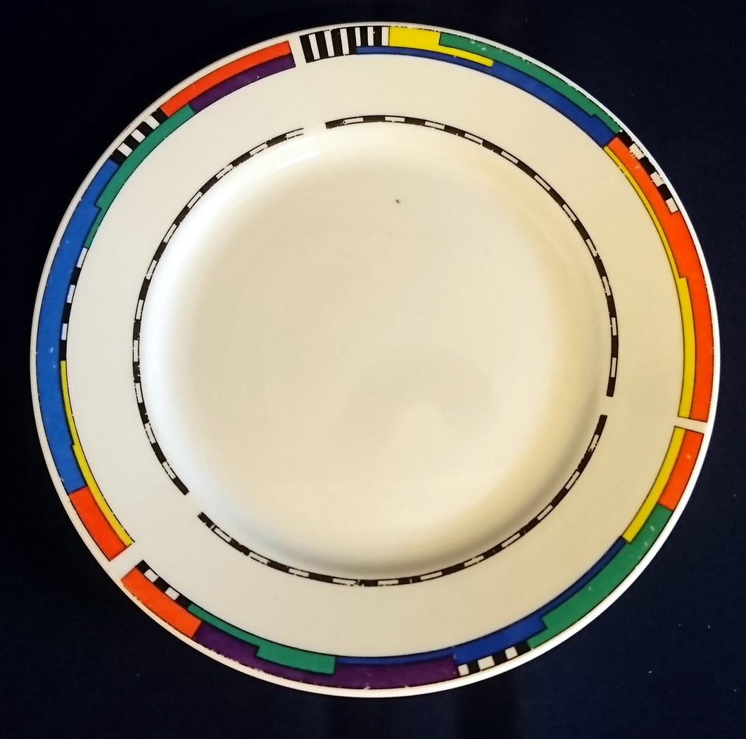 DESSERTTELLER - Porzellan, Geometrisch Abstrakt Linien Balken Motiv Dekor (BC)