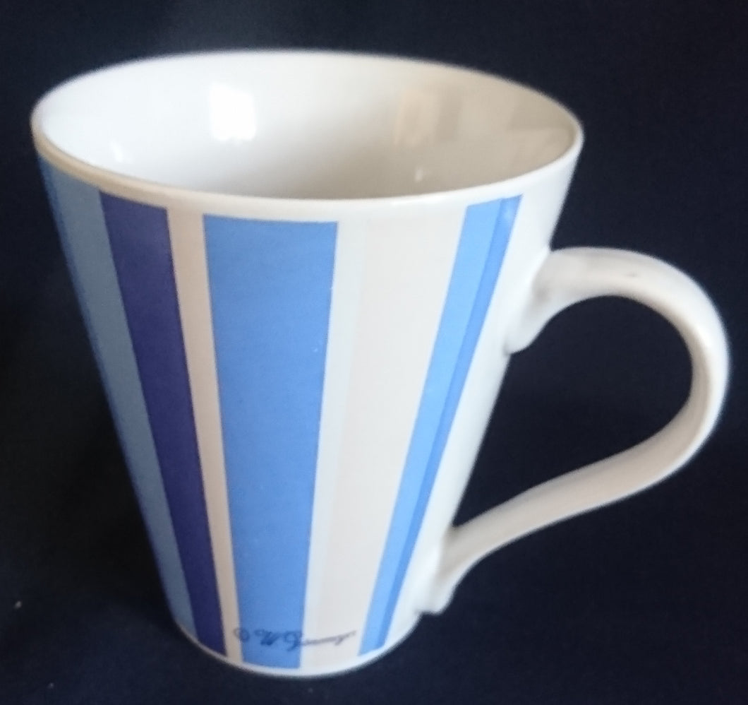KAFFEETASSE - Keramik / Steingut, Senkrechte Streifen Balken Linien Motiv Dekor, Design W. Grönemeyer