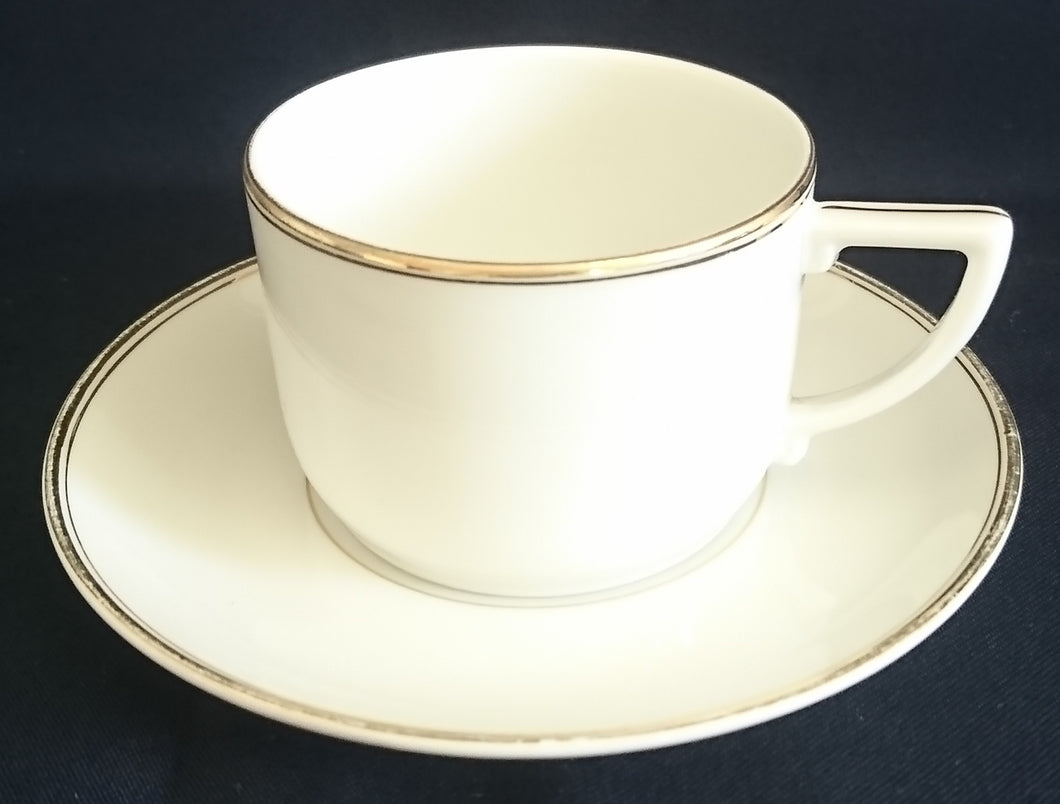 2er KAFFEEGEDECK - Porzellan, Goldrand Klassisch Linien Motiv Dekor