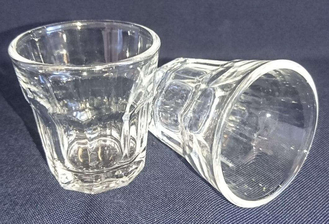 2er Set SHOT~ SCHNAPS~ GETRÄNKEGLÄSER - Hartglas, Säulenartiges Relief Motiv Dekor