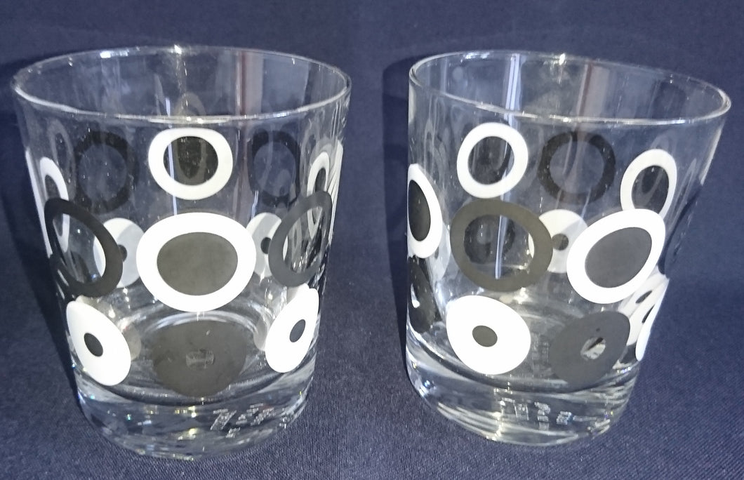 2er Set WHISKEY~ WHISKY~ GETRÄNKEGLÄSER - Hartglas, Kreise Ringe Motiv Dekor
