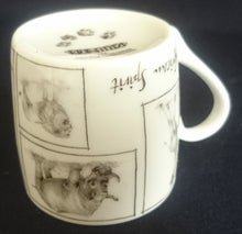 Lade das Bild in den Galerie-Viewer, 2er ESPRESSO KAFFEEGEDECK &quot;African Spirit&quot; - Porzellan, African Spirit Aufschrift Fauna Tierspuren Zebra Giraffe Nashorn Löwe Elefant Motiv Dekor
