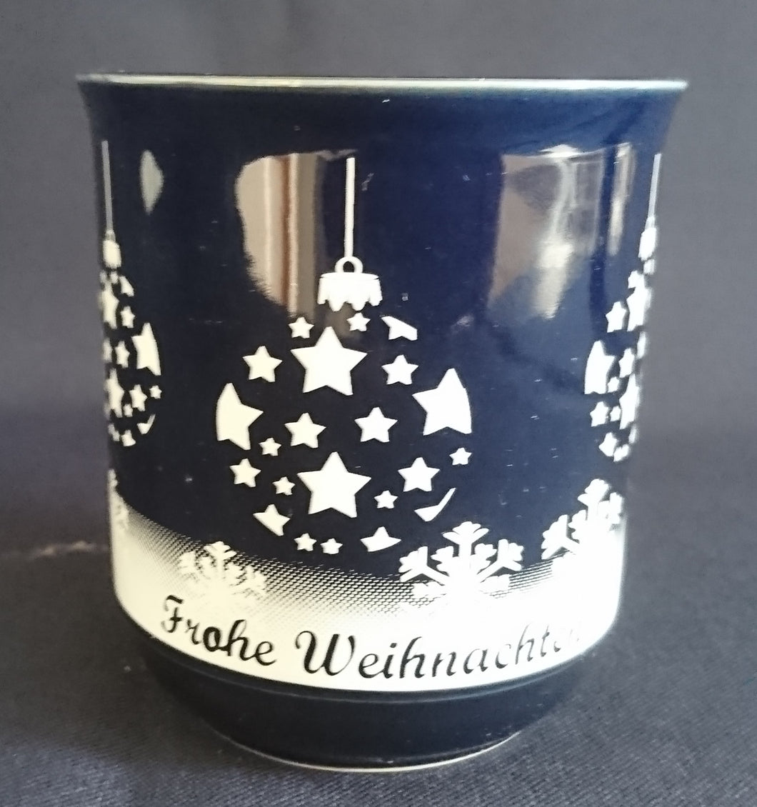 GLÜHWEINTASSE - Keramik / Steingut, Weihnachtskugeln Sterne Schneeflocken Aufschrift Motiv Dekor