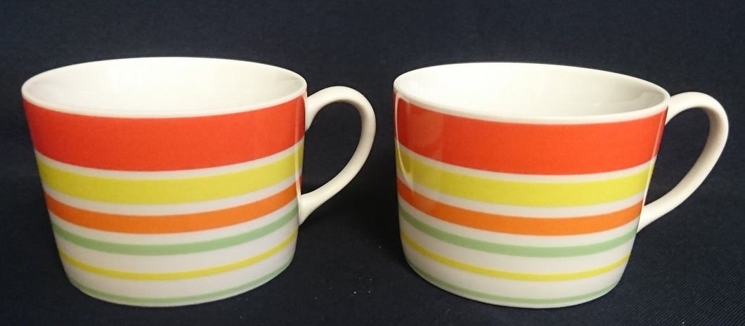 2er Set KAFFEETASSEN - Porzellan, Streifen Balken Linien Regenbogenfarben Motiv Dekor (BC)