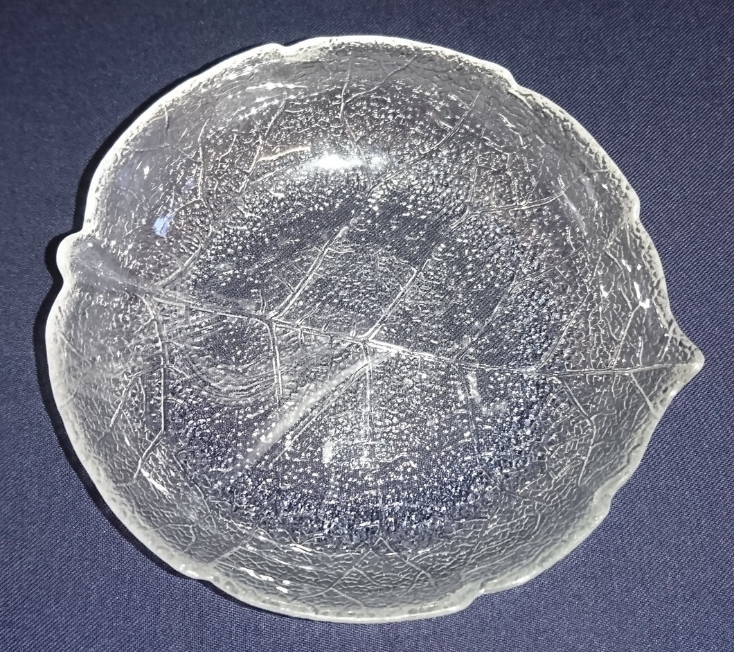 DESSERTSCHALE - Hartglas, Geschliffenes Adriges Geäst Blatt Motiv Dekor