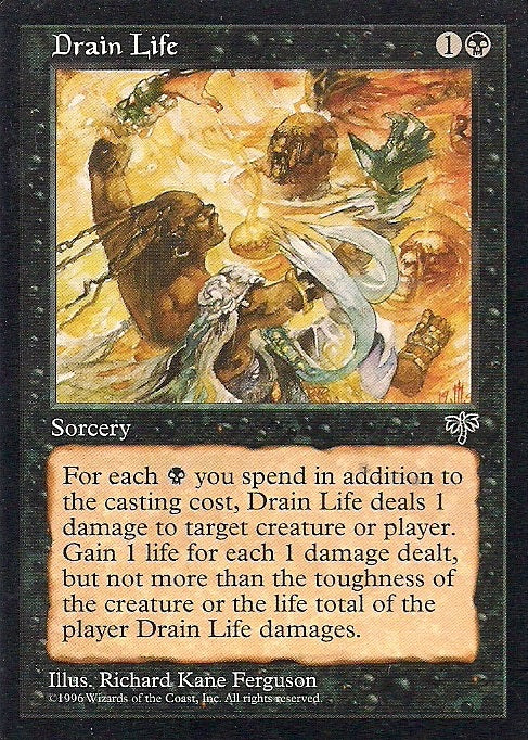 DRAIN LIFE, Magic -The Gathering-, Ausgabe / Set / Serie Trugbilder (Mirage) 1996