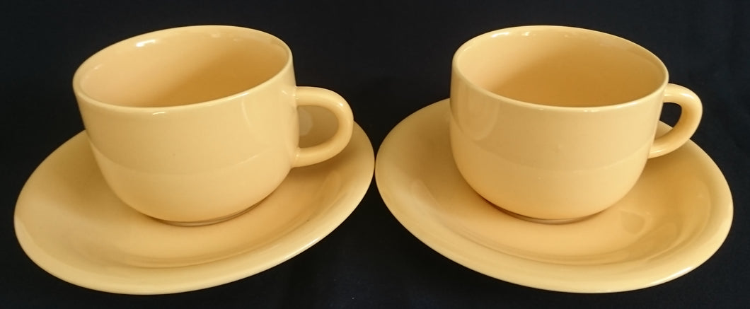 2er Set 2er KAFFEEGEDECKE - Keramik / Steingut, Modernes Gelb Einfärbiges Motiv Dekor