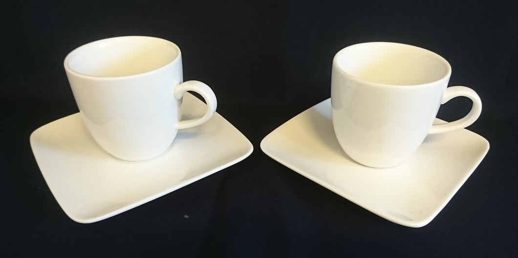 2er Set 2er KAFFEEGEDECKE - Porzellan, Einfärbiges Gastronomisches Motiv Dekor