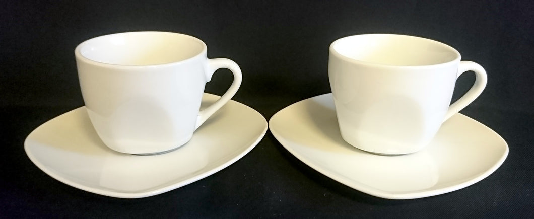 2er Set 2er KAFFEEGEDECKE - Porzellan, Gastronomische Einfärbiges Motiv Dekor