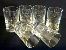 Lade das Bild in den Galerie-Viewer, 6er Set SHOT~ SCHNAPS~ GETRÄNKEGLÄSER - Hartglas, Dicker Breiter Boden Motiv Dekor
