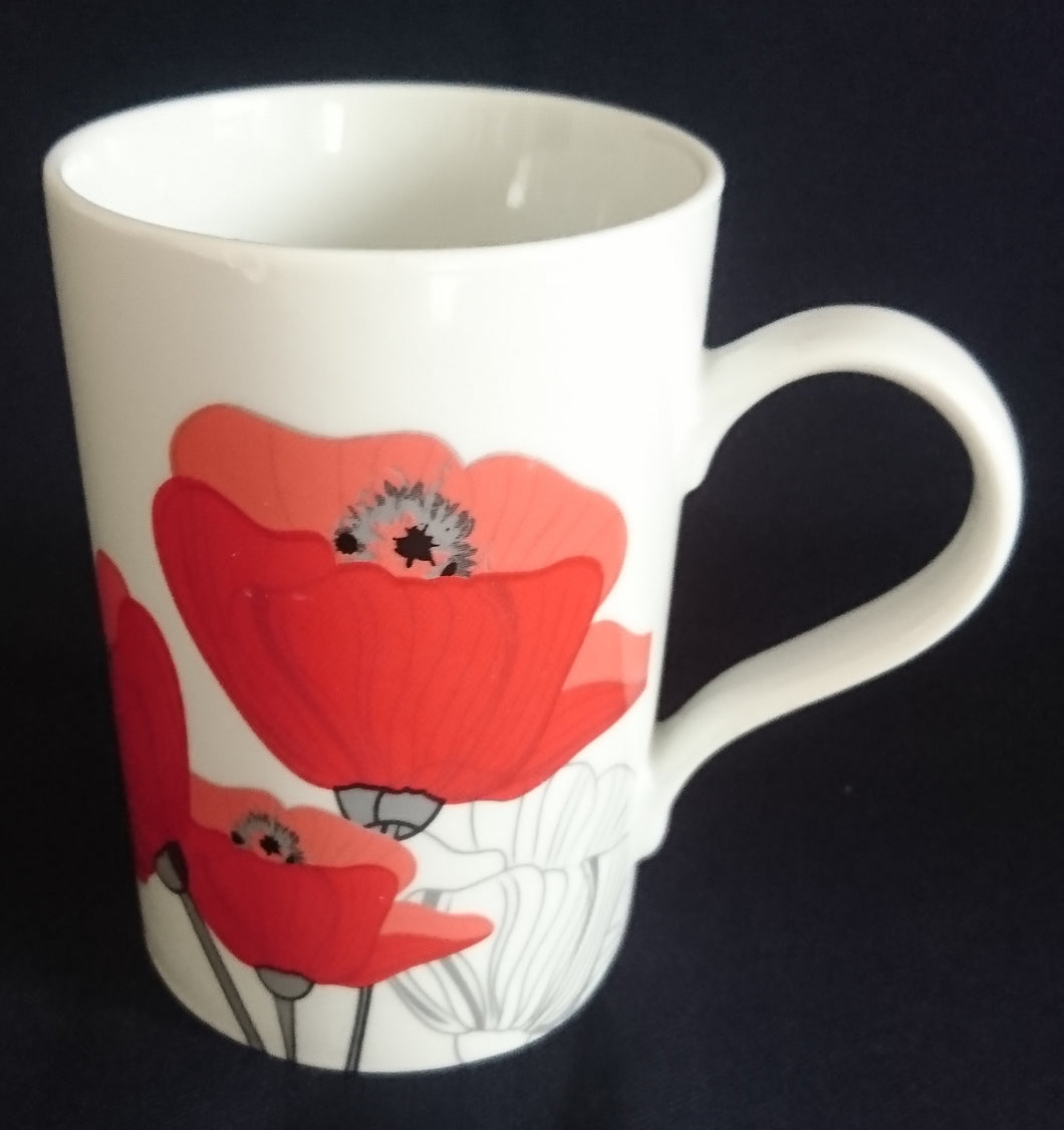 KAFFEETASSE - Porzellan, Flora Mohnblumen Blüten Pflanzen Motiv Dekor