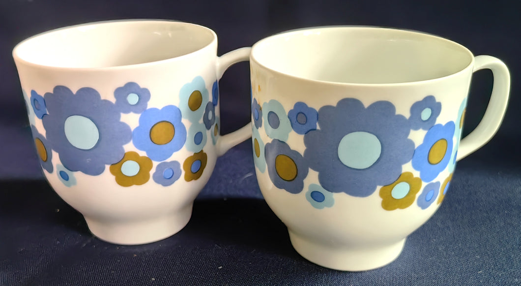 2er Set MOCCA~ KAFFEETASSEN - Porzellan, Flora Blumenblüten Pflanzen Motiv Dekor