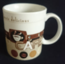 Lade das Bild in den Galerie-Viewer, KAFFEETASSE - Porzellan, Kaffeebohnen Cafe Classic Delicious Aufschrift Dekor
