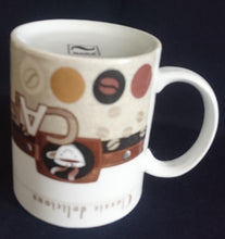 Lade das Bild in den Galerie-Viewer, KAFFEETASSE - Porzellan, Kaffeebohnen Cafe Classic Delicious Aufschrift Dekor
