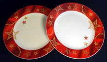 Lade das Bild in den Galerie-Viewer, DESSERTTELLER &quot;Flirt&quot; &quot;Gold Stern&quot; - Porzellan, Advent Weihnachtssterne Breiter Motiv Dekorrand (BC)
