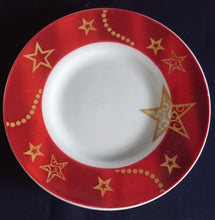 Lade das Bild in den Galerie-Viewer, 2er Set UNTERTASSEN &quot;Flirt&quot; &quot;Gold Stern&quot; - Porzellan, Advent Weihnachtssterne Breiter Motiv Dekorrand (BC)
