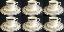 Lade das Bild in den Galerie-Viewer, 2er Set 2er KAFFEEGEDECKE &quot;Patricia&quot; - Porzellan, Goldrand Flora Rosenblumen Kettenglieder Motiv Dekor
