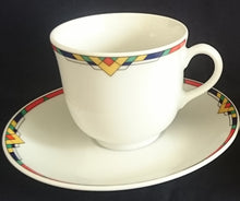 Lade das Bild in den Galerie-Viewer, 2er Set KAFFEETASSEN - Porzellan, Abstrakt Geometrisches Dreieck Karo Motiv Dekor
