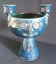 Lade das Bild in den Galerie-Viewer, SCHALEN KERZENSTÄNDER &quot;Studio Linie&quot; - Keramik / Steingut, Abstrakt Gesicht Kopf Eingeborenen Indigene Statue Motiv Dekor, Björn Wiinblad Design (G) (BC)

