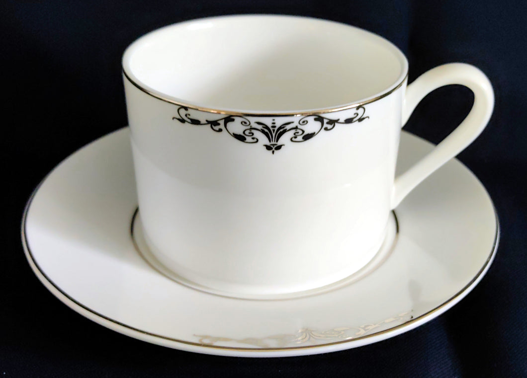 2er KAFFEEGEDECK - Porzellan, Abstrakt Geometrisch Zeichen Symbole Linien Rand Motiv Dekor