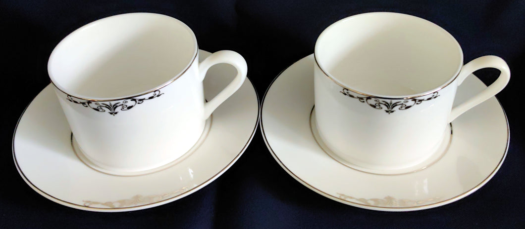 2er Set 2er KAFFEEGEDECKE - Porzellan, Abstrakt Geometrisch Zeichen Symbole Linien Rand Motiv Dekor