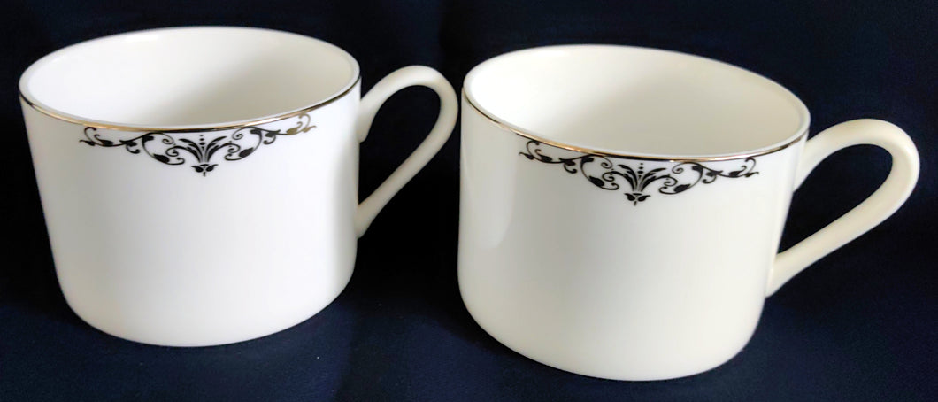 2er Set KAFFEETASSEN - Porzellan, Abstrakt Geometrisch Zeichen Symbole Linien Rand Motiv Dekor