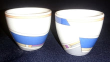 Lade das Bild in den Galerie-Viewer, 2er Set EIERBECHER &quot;York Cubic&quot; - Porzellan, Abstrakt Geometrisches Balken Rechteck Geschwungene Streifen Motiv Dekor
