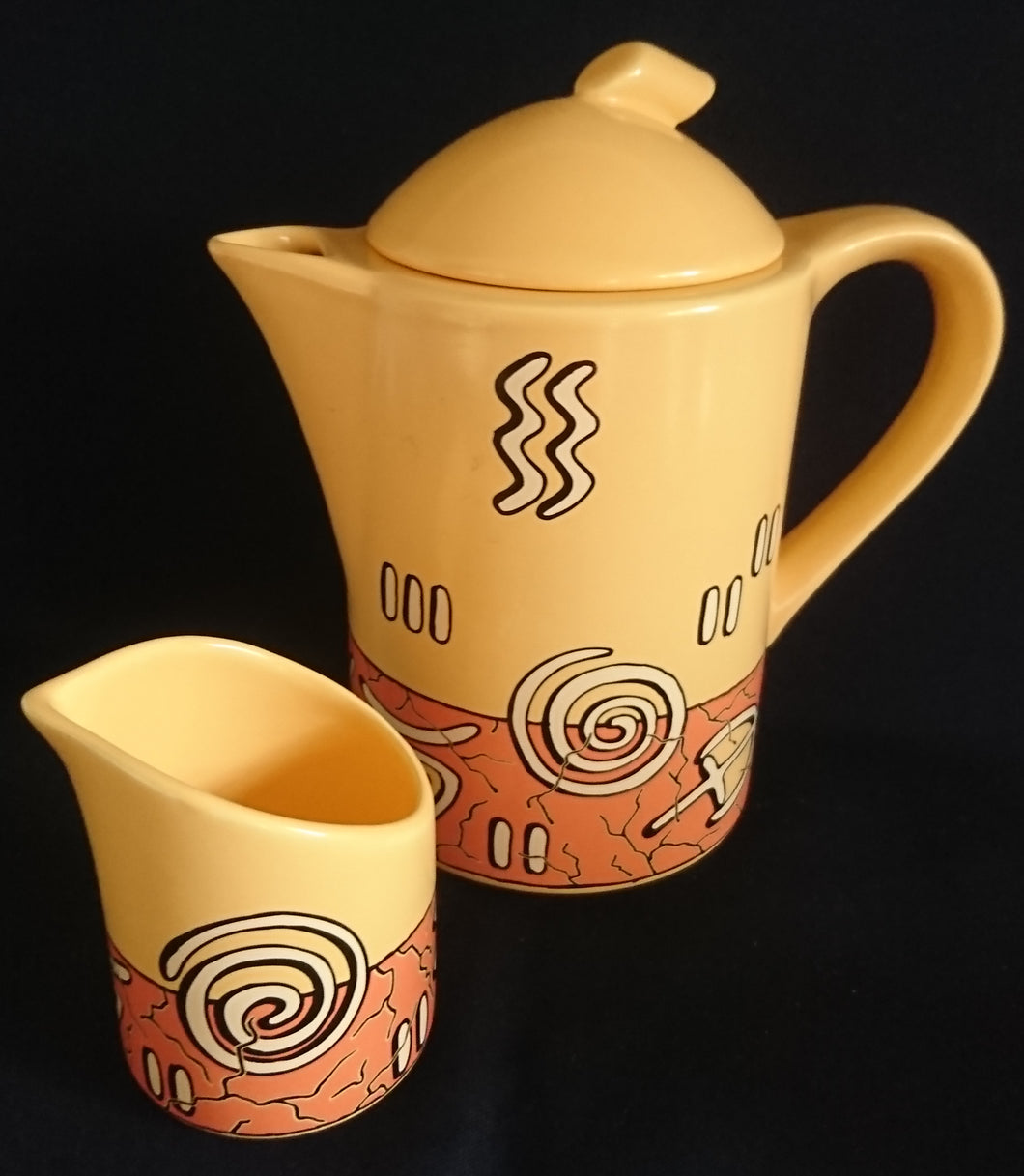 3er Set KAFFEEKANNE MIT DECKEL & MILCHKÄNNCHEN 