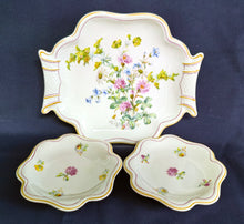Lade das Bild in den Galerie-Viewer, 2er Set SCHÄLCHEN &quot;Irka&quot; - Porzellan, Goldrand Flora Pflanzen Blumen Blüten Motiv Dekor
