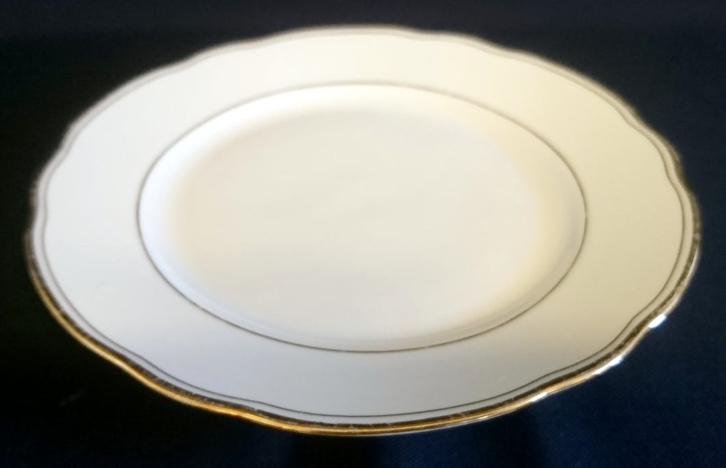 DESSERTTELLER - Porzellan, Goldrand Außen & Innen Gewölbter Relief Rand Motiv Dekor