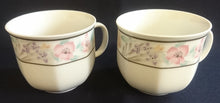 Lade das Bild in den Galerie-Viewer, 2er Set KAFFEETASSEN - Porzellan, Streifen Linien Flora Blumenblüten Motiv Dekor

