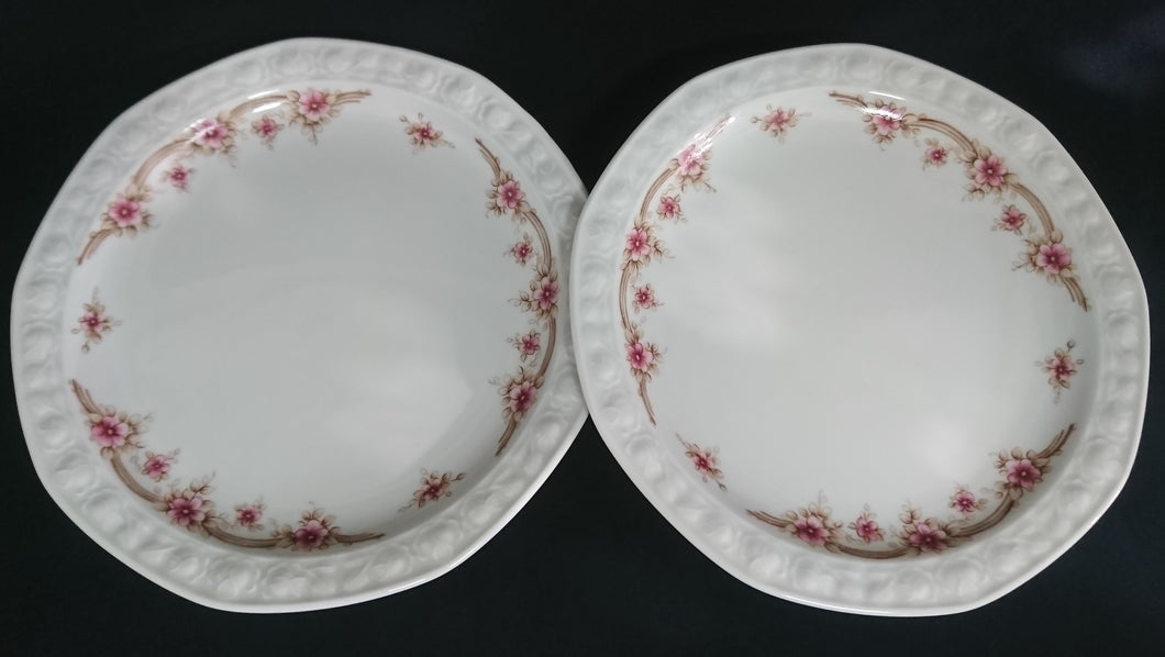 2er Set DESSERTTELLER - Porzellan, Flora Blumenblüten Pflanzen Relief Motiv Dekor