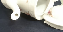 Lade das Bild in den Galerie-Viewer, 5er Set KAFFEEKANNE MIT DECKEL &amp; MILCHKÄNNCHEN &amp; ZUCKERDOSE + DECKEL - Porzellan, Streifen Linien Flora Blumenblüten Motiv Dekor
