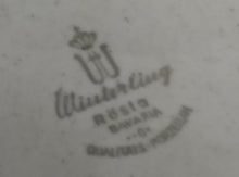 Lade das Bild in den Galerie-Viewer, 2er Set SUPPENTASSEN - Porzellan, Doppelte Linien Flora Blumenblüten Ranken Meliertes Motiv Dekor
