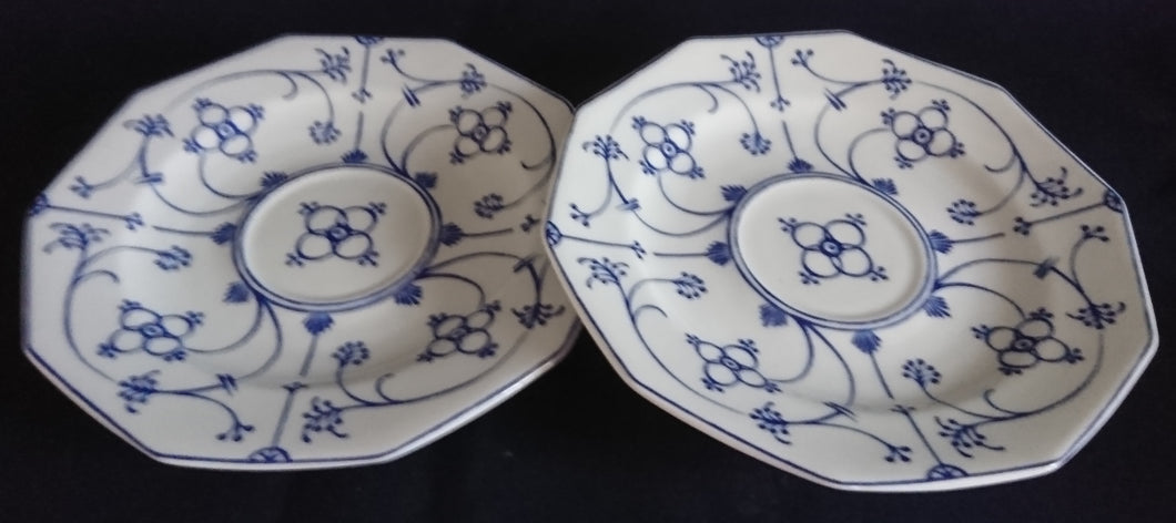 2er Set UNTERTASSE - Porzellan, Indisch Blau Strohblume Motiv Dekor