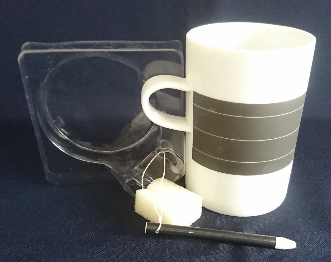 THERMO KAFFEETASSE + BLEISTIFT - Porzellan, Modern Streifen Balken Dekor