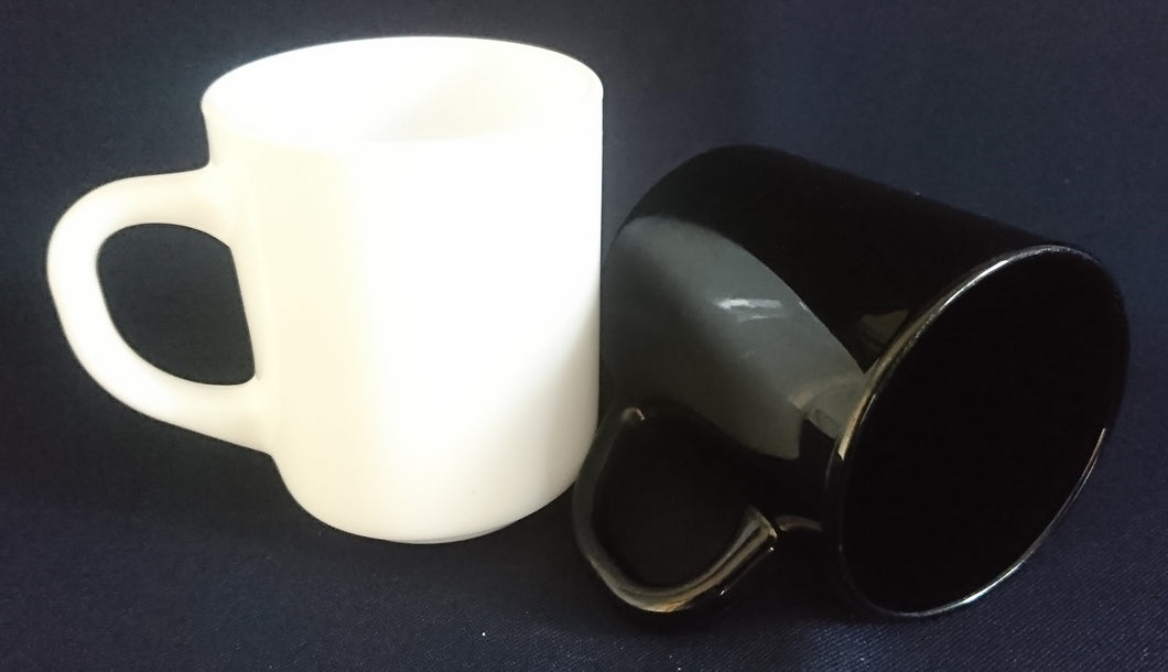 2er Set KAFFEETASSEN - Acrylglas, Weiß & Schwarz, Einfärbiges Klassisch Dekor