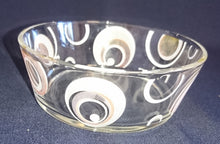 Lade das Bild in den Galerie-Viewer, DESSERTSCHALE - Hartglas, Kreis Punkt Wirbel Dekor
