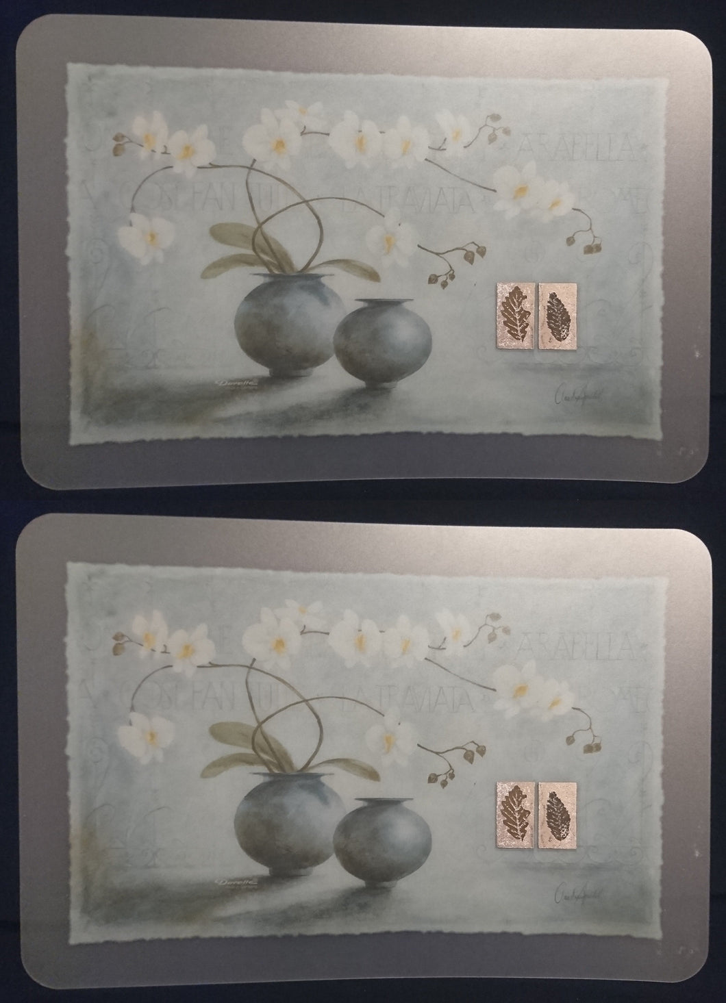 2er Set GROßE MOTIV PLATZDECKCHEN, Kunststoff / Plastik, Rechteckige Form Vasen Blumen Mediterran Motiv Dekor, Designerin Claudia Ancelotti (G)