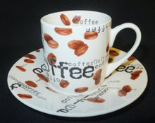 Lade das Bild in den Galerie-Viewer, 2er MOCCAGEDECK - Porzellan, Kaffeebohnen / Aufschrift Coffee Dekor
