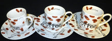 Lade das Bild in den Galerie-Viewer, 2er MOCCAGEDECK - Porzellan, Kaffeebohnen / Aufschrift Coffee Dekor
