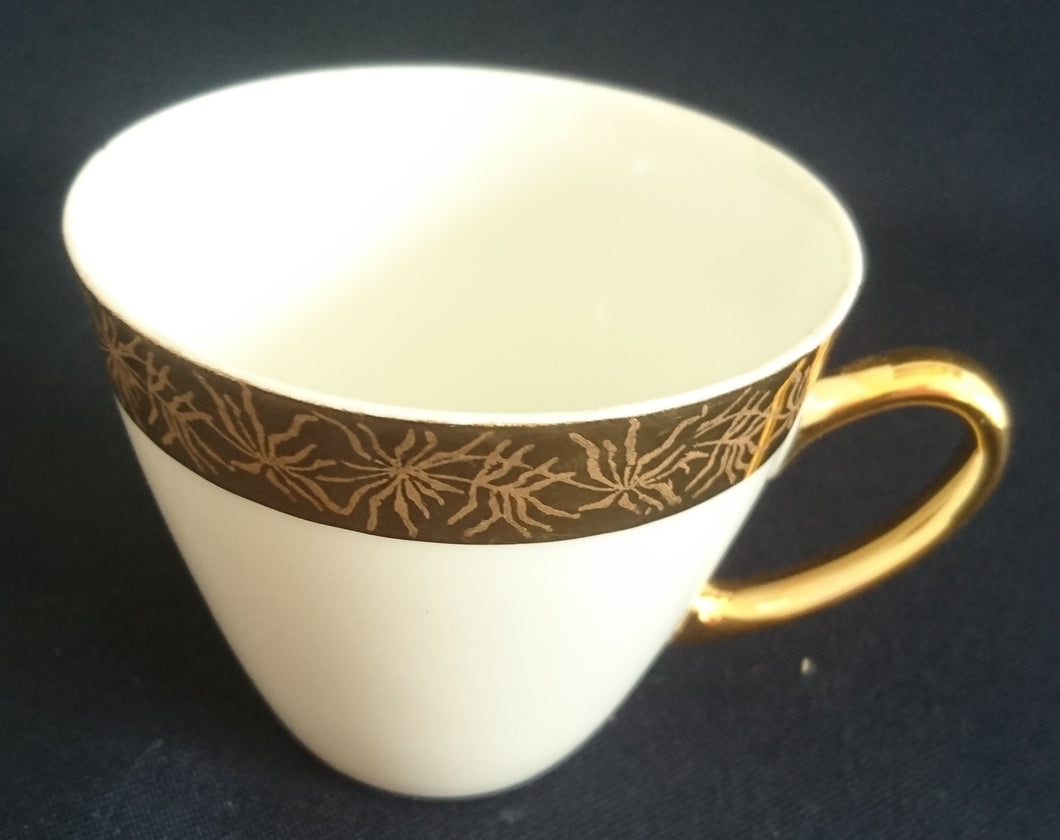 KAFFEETASSE - Porzellan, Goldrand Breit Abstrakt Geometrisch Pflanzen Flora Motiv Dekor