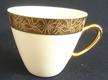 Lade das Bild in den Galerie-Viewer, 2er Set 2er KAFFEEGEDECKE - Porzellan, Goldrand Breit Abstrakt Geometrisch Pflanzen Flora Motiv Dekor
