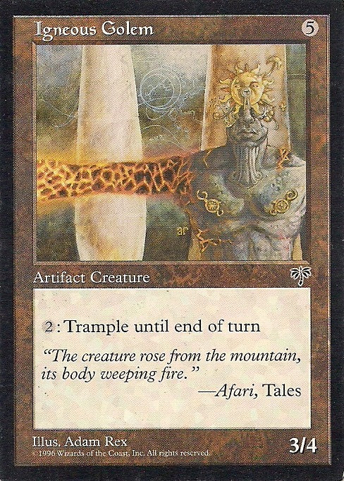IGNEOUS GOLEM, Magic -The Gathering-, Ausgabe / Set / Serie Trugbilder (Mirage) 1996