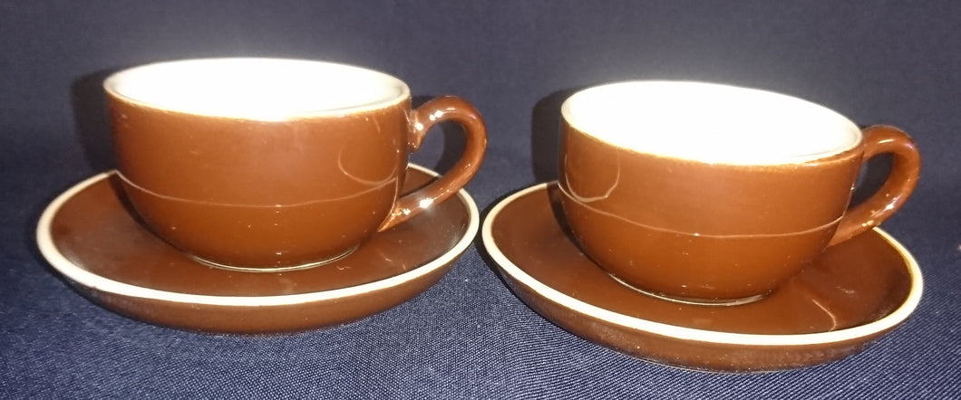 2er Set 2er MOCCAGEDECKE - Keramik / Steingut, Weißer Rand Einfärbiges Dekor