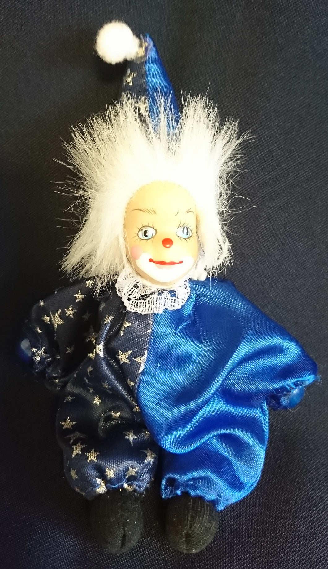 CLOWN PUPPE - Mittelgroß, Stoff / Porzellan, Handarbeit, Handbemalt (B)